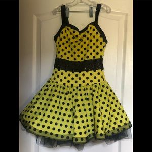 Black and yellow polka dot dance costume